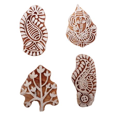 Set of 4 Piece New Mix Wooden Printing Block